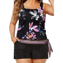 Новинка, женский купальник размера плюс, цветочный принт, танкини, принт, Maillot De Bain, сексуальный летний пляжный купальник, большой размер s, пуш-ап