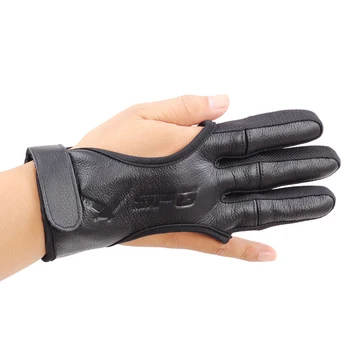 

Good quality new 3 Finger Gloves Leather in Black High Elastic Hand Protection Archery Protective Gloves for Hunting Shooting