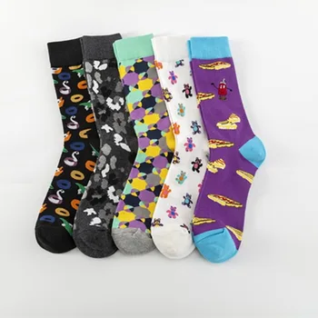 

Men's Standard Sock Creative Man's Pizza Socks Colorful Unisex High Funny Cotton Sox Adult Soft Spring Autumn Trendy Skarpetki
