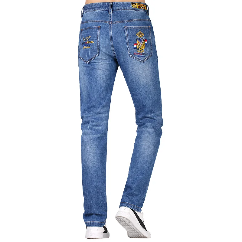 Promotion Bruce& Shark Straight Jeans Men Casual Design Jeans Autumn Youth Design Trend Slim Jeans Mens Pants Male Trousers Thick