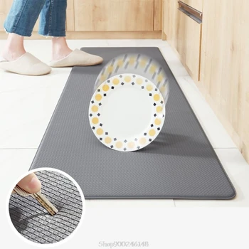 

Minimalist Solid Color Anti Fatigue Kitchen Standing Mat Diamond Weave Non-Skid Faux Leather Floor Carpet Wateproof Rugs S19 20