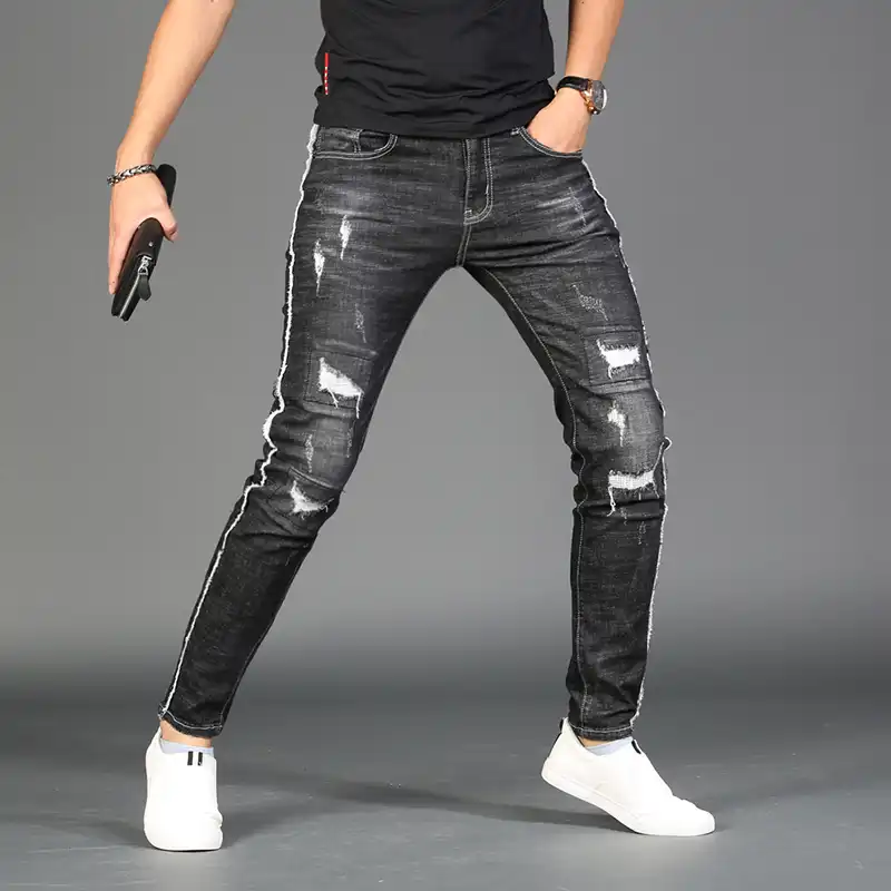 black rough jeans for mens