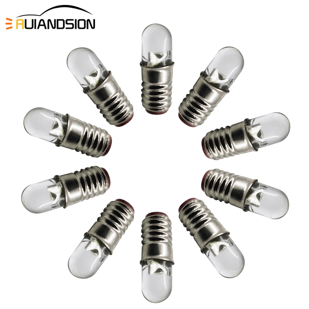 RUIANDSION – ampoule LED E5 E5.S F3SMD, 10 pièces, bonne luminosité 60Lm 3V 6V 12V 24V, blanc chaud 4300K, blanc froid 6000K, étanche 4.5mm