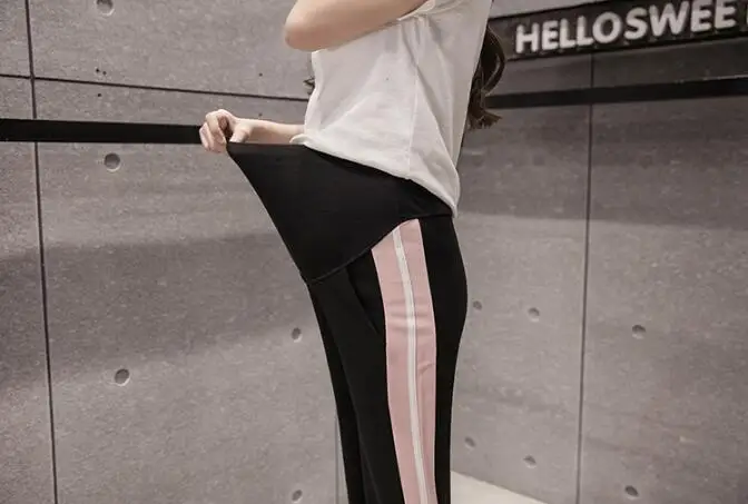 Maternity Loose Contrast Color Trousers Pregnant Flare Pants Causal Women Pant