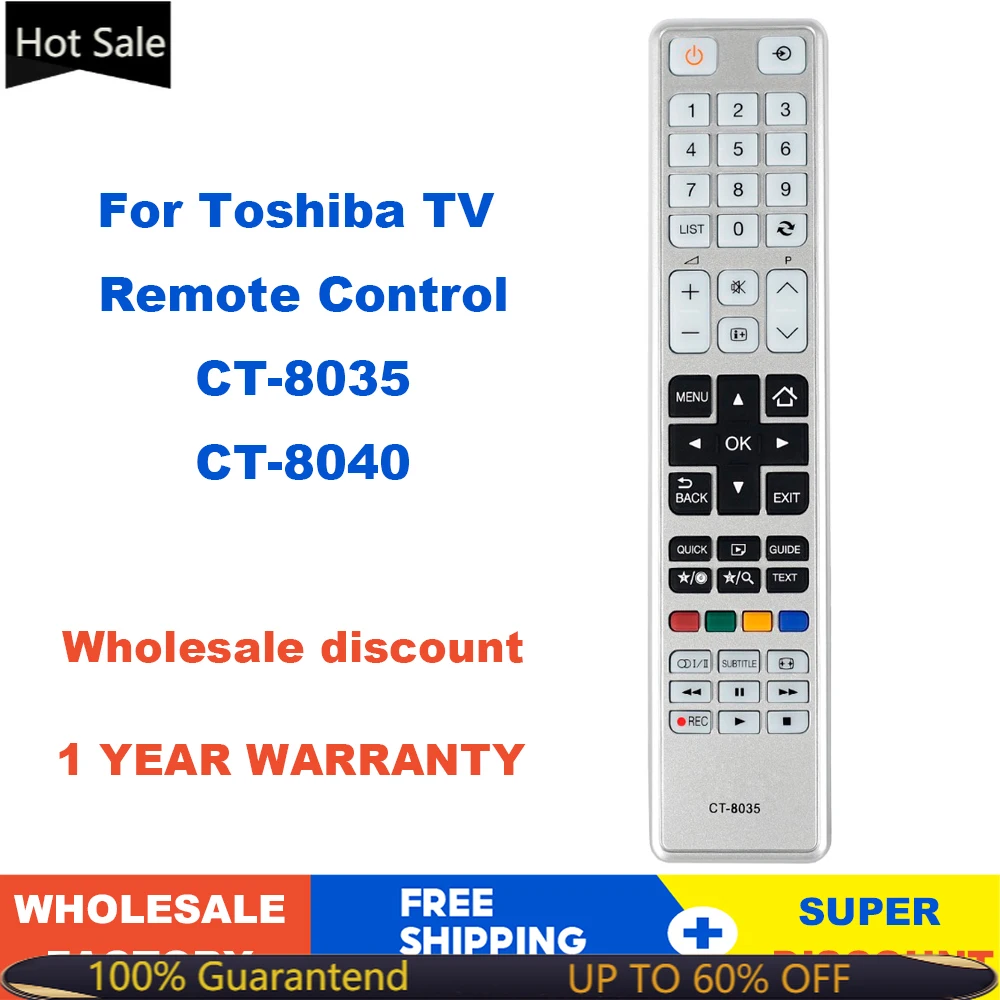 Ersatz-Fernbedienung Für Toshiba CT-8040/CT8040 | Kompatibel Mit LCD/LED/3D TVs – Kein Programmieren Nötig