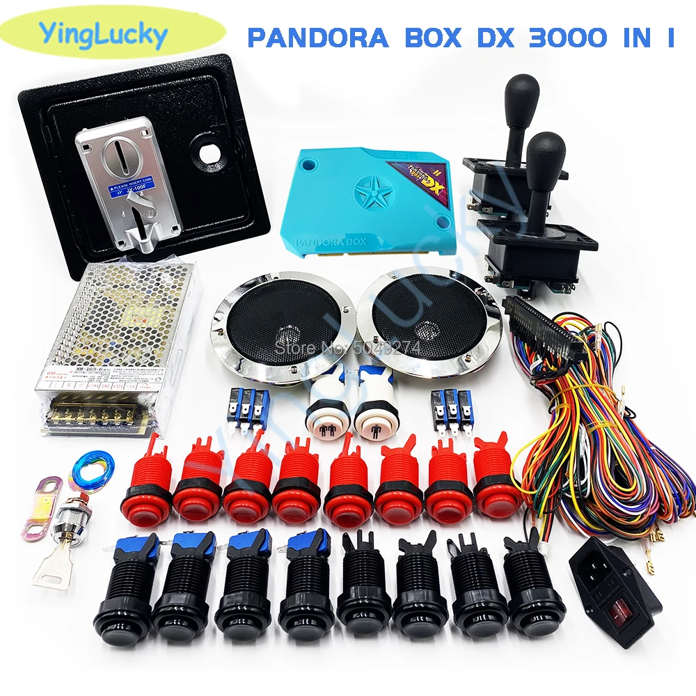 US $148.00 3D pandora box DX arcade kit with American joystick happ button jamma cable game arcade board built 3000