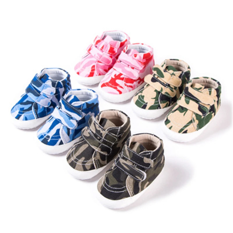 Ребенок Jongens Meisjes холст Schoenen Hoge Kwaliteit камуфляж Pasgeboren Baby Peuter Mode Eerste Wandelaars Voor 0-18 Maand
