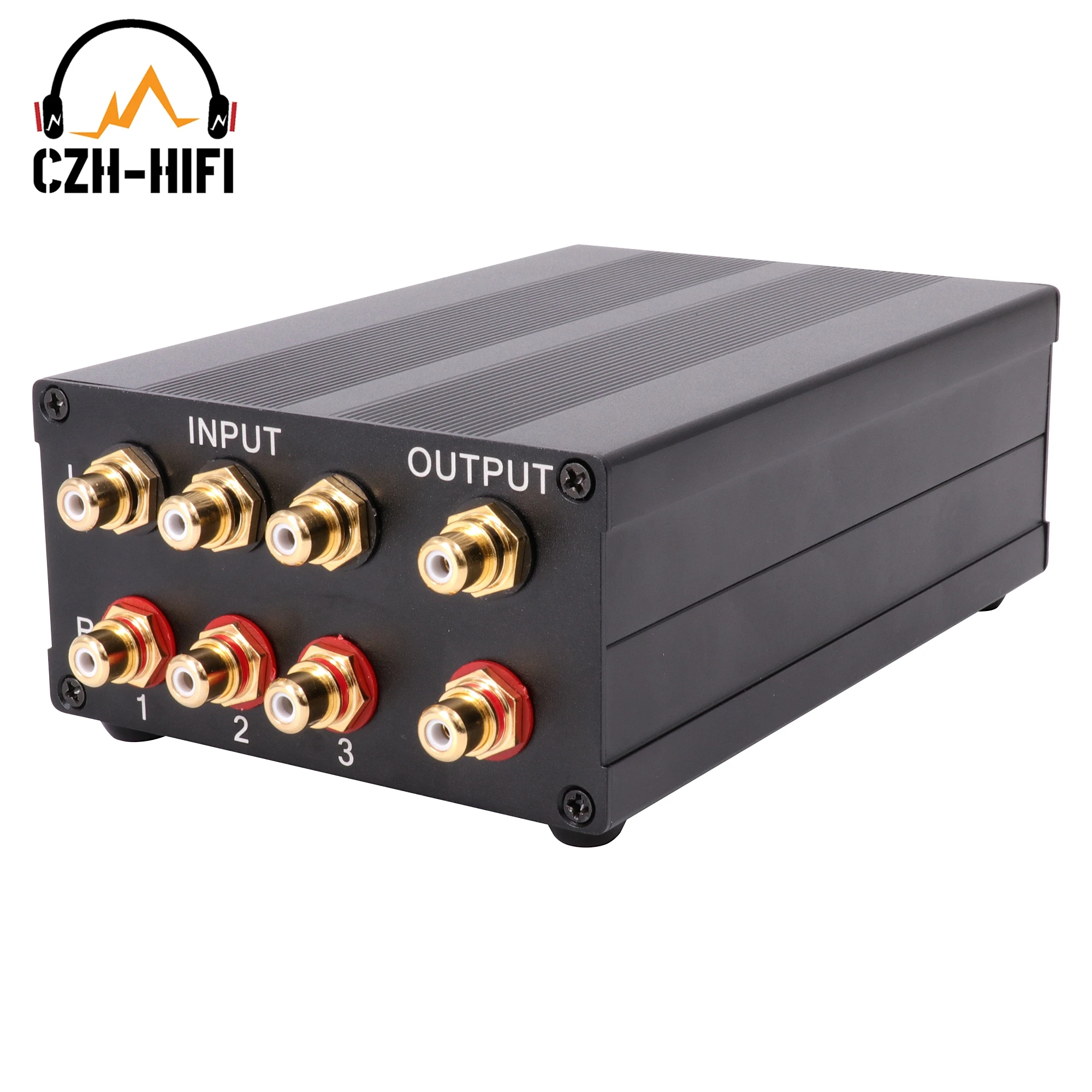 1PC Machined Full Aluminum Audio Source Selector Switcher Converter HiFi Sound Output Splitter RCA CD Player Turntable TV DVD