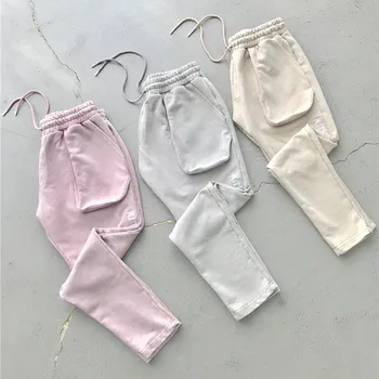 

KITH SWEATPANTS Men Women Kith Pants Garment dyed crystal washed Pants Double pockets 4-stripe Trousers High Quality Cotton