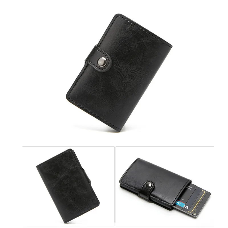 

Men Credit Card Holders Business ID Card Case Fashion Automatic RFID Card Holder Aluminium Bank Card Wallets