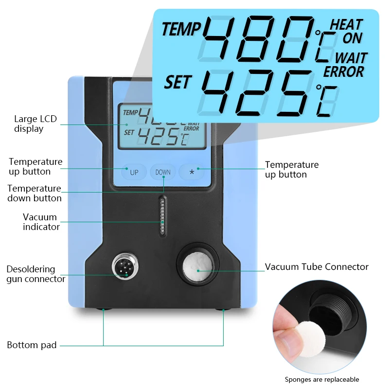 Handskit ZD 8915 ESD LCD Цифровая электрическая станция для демонтажа припоя 110 В/220