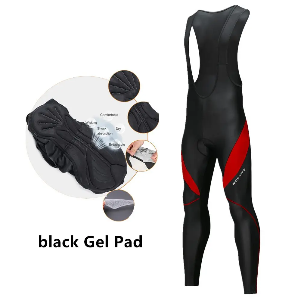 WOSAWE Reflective Cycling Pants Men Gel Pad Outdoor Sports Riding Long Trousers Bicycle MTB Bike Racing Tights Cycle Clothing