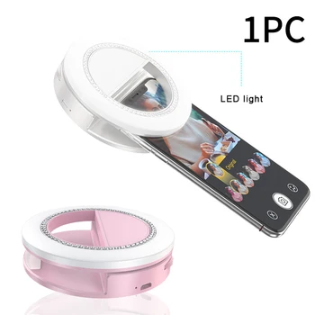 

Selfie Ring Light Rechargeable Portable Clip LED Circle Light 3 Light Modes for iPhone/Android phone Camera Video Recording Vlog