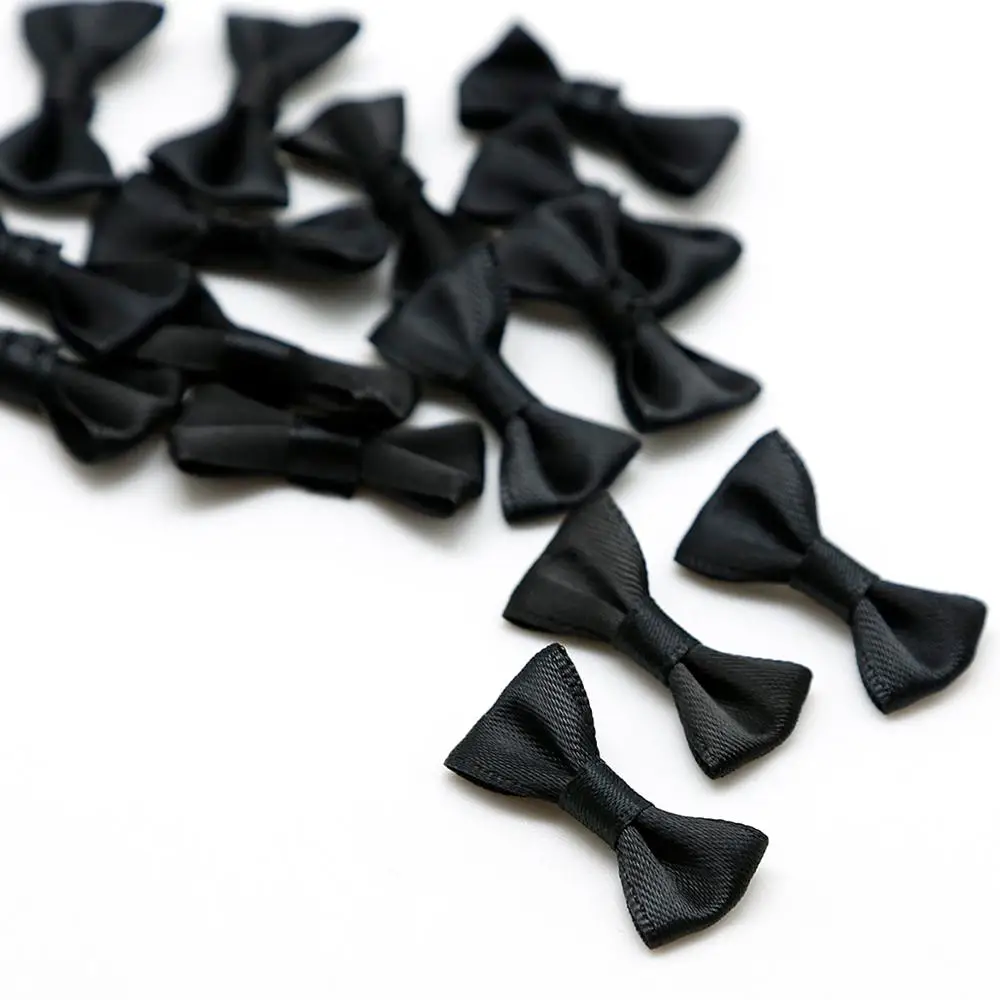 Black 25 шт., сатиновая лента, бант, Подарочная посылка для рукоделия, бант ручной работы, свадебное украшение, скрапбукинг, украшение для шитья, аксессуары для рукоделия - Цвет: Black
