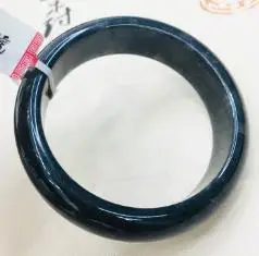 52mm-54mm Натуральный бирманский Изумрудный нефрит элегантный 52-62 м чернильный черный браслет принцесса ню браслет отправить сертификат страны - Цвет камня: 52mm-54mm