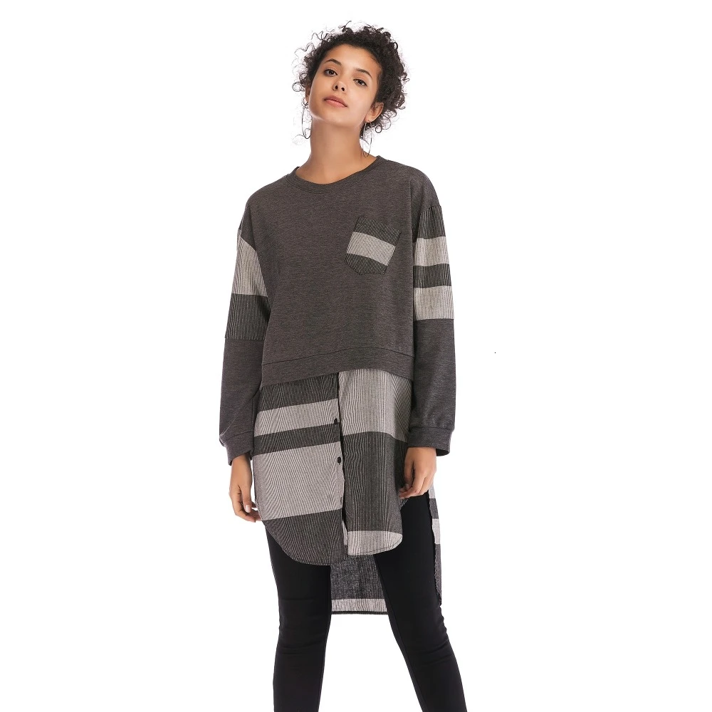 

Autumn Side Slitp Irregular Shirt Dress Female Plaid Patchwork Mini Dress Women Long Sleeve Casual Dresses Thin Vestidos O Neck