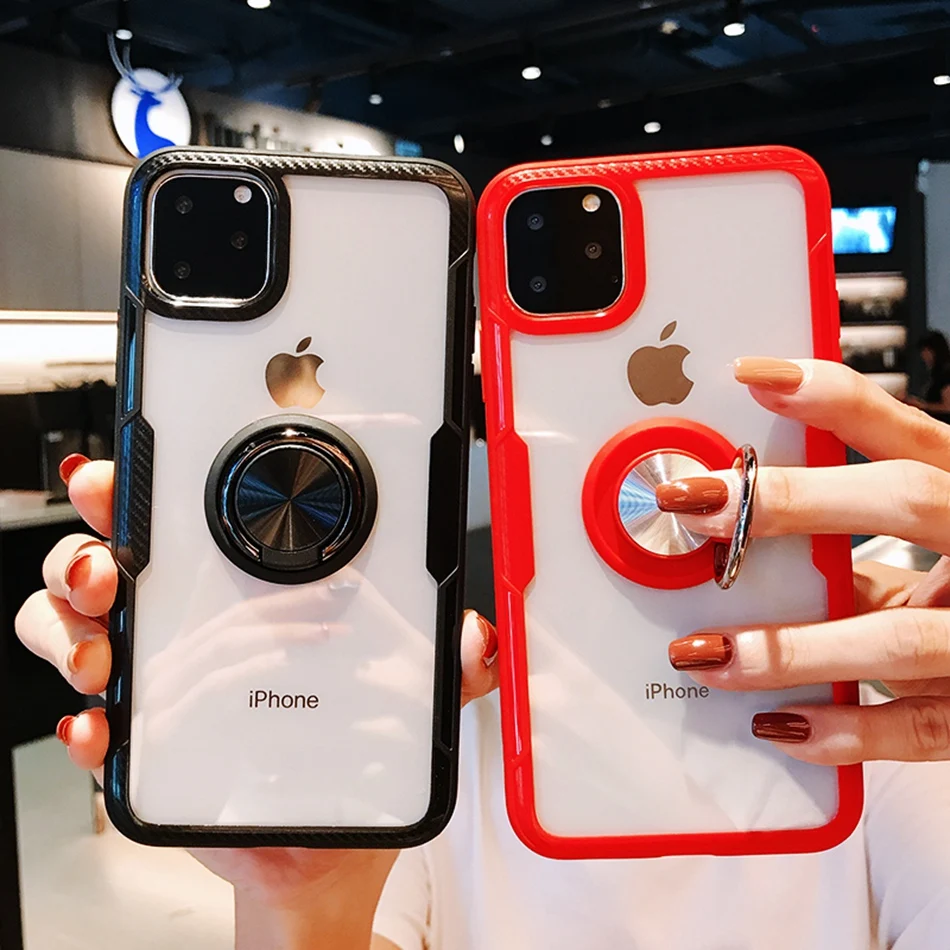 Чехол для телефона iphone 11 Pro XS Max чехол прозрачный автомобильный Магнитный