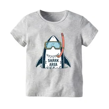 Г., новая летняя стильная футболка с короткими рукавами в европейском и американском стиле для мальчиков серый топ с короткими рукавами и рисунком акулы, футболка с рисунком для больших мальчиков