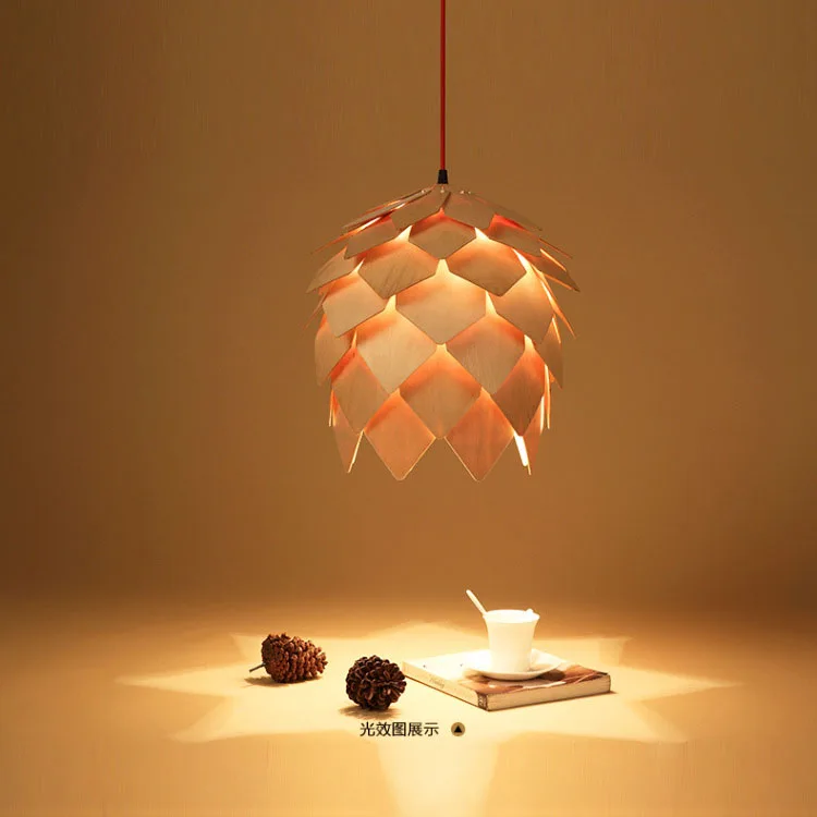 lustre nórdico de madeira com chip de candelabro de desenho personalizado para restaurante com barra única para estudo