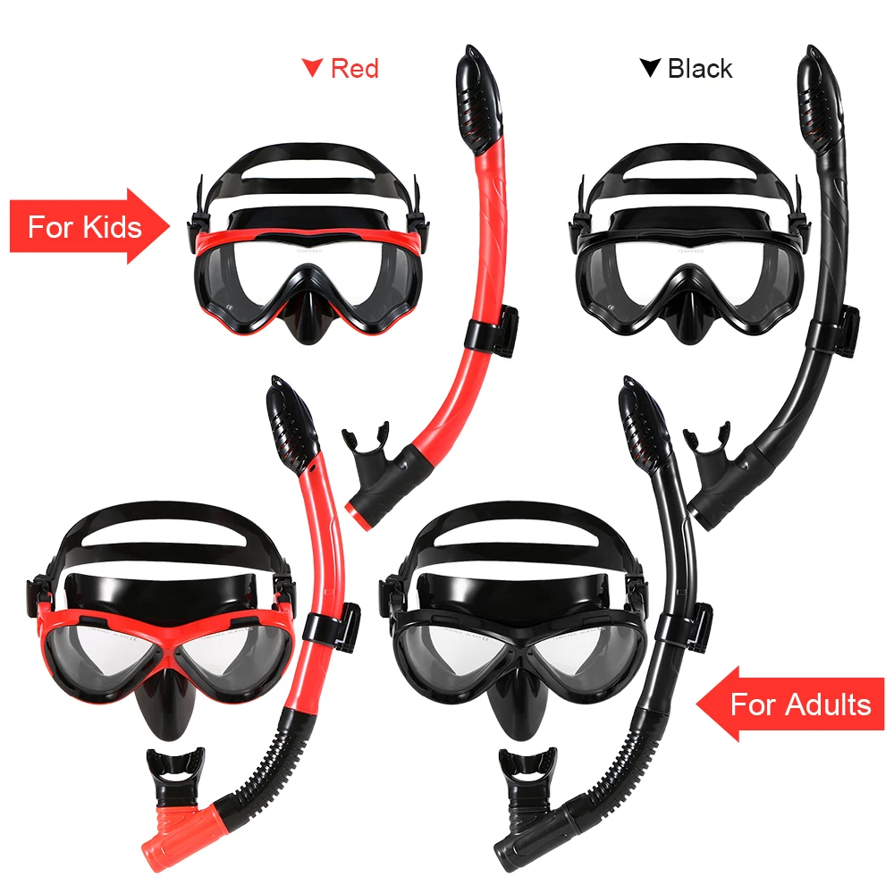 

Hot New Kids Adults Scuba Diving Mask Tube Set Snorkeling Mask Professional Diving Goggles Glasses Diving Swimming Dry Snorkel