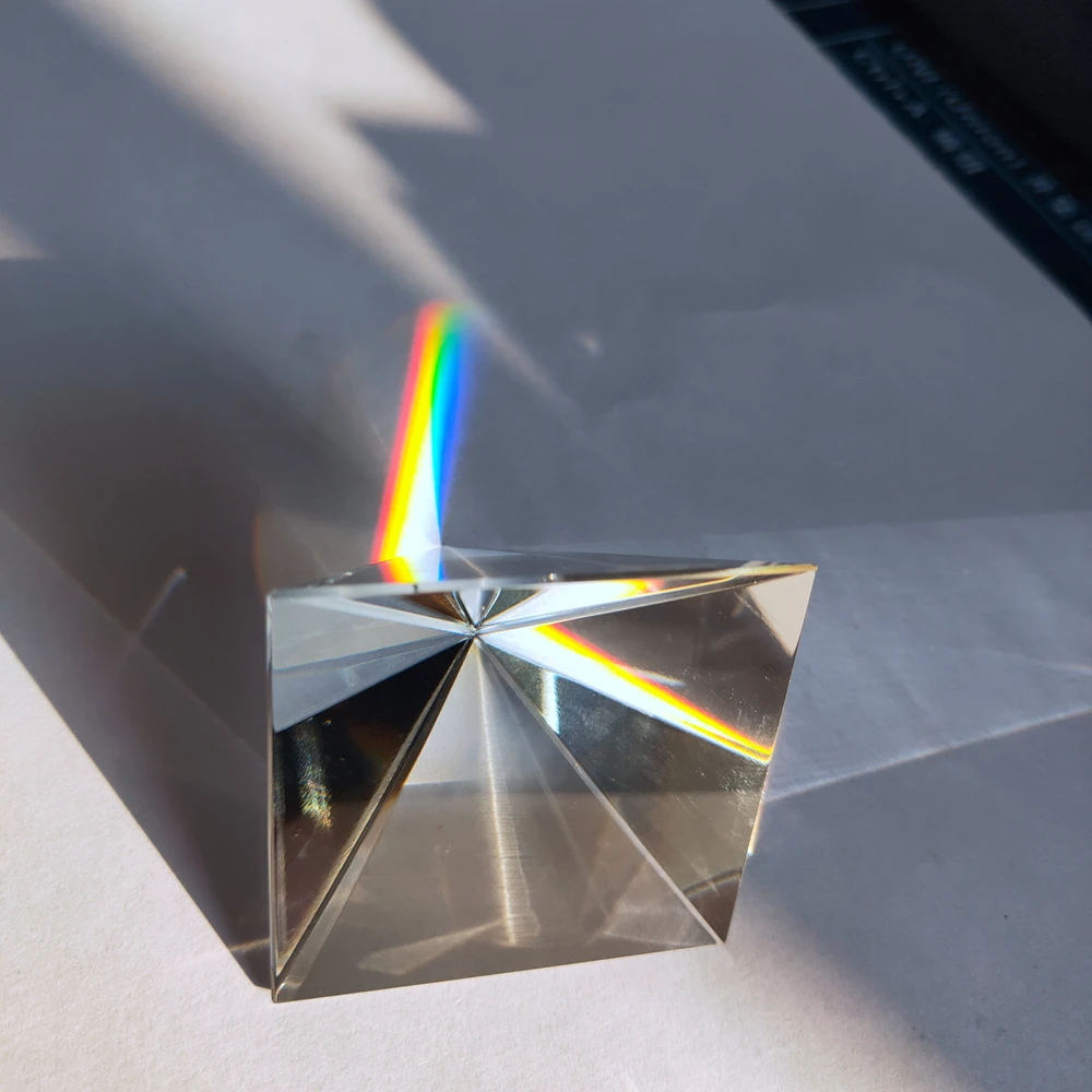 Rainbow Prism Optical Glass Crystal Pyramid 40mm Height Rectangular Pyramid Polyhedral Popularization Science Studying Student
