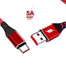5A Nylon Braided Warp Charging Type C Cable Quick Charging Wire For OnePlus 7T Pro 1+7 1+6T 1+5T 1+3 Super Vooc Fast Charge Cord