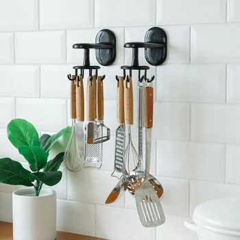 

home kitchen sink storage shelf rotating drain drying rack 8 hooks cooking tool wall hook telescopic self adhesive storage rack