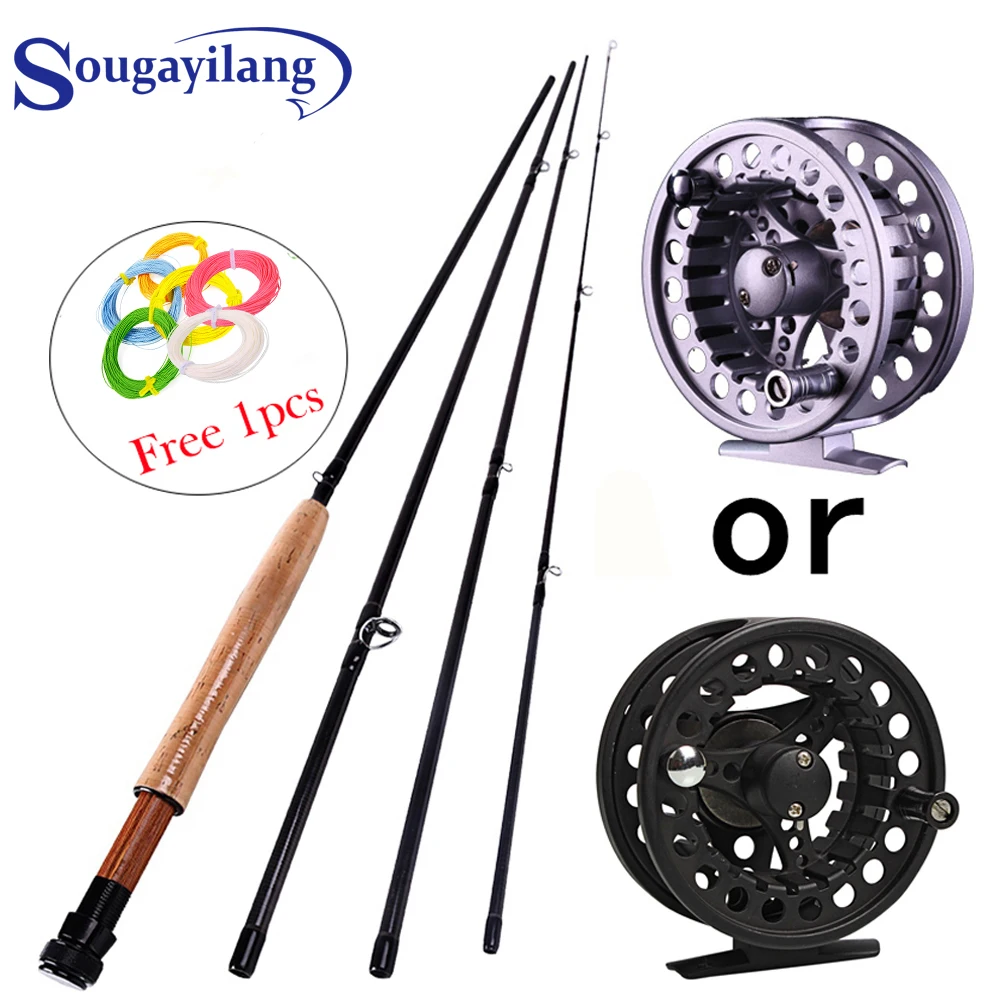 

Sougayilang 2.7M Fly Fishing Rod 4 Sections Fly Rod Combo Set 5/6 Super Light Carbon Fishing Pole Bamboo Fish Tackle Pesca