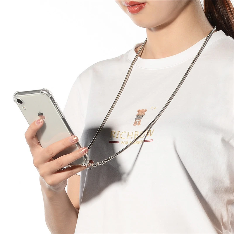 Металлический золотой чехол с ремешком через плечо Moskado для телефона с ожерелье-шнурок с кулоном на плечо для iphone 11 Pro Max XS XR X 6 6S 7 8 Plus