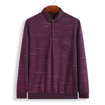 

Autumn Big Size Middle-aged And Elderly Fang Collar Long Sleeve T Shirt Men On Clothes Plus Fat plus Size Loose Fat Man