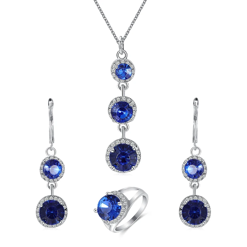 Темно-Синий австрийский кристалл кулон ожерелье длинные капли серьги кольцо