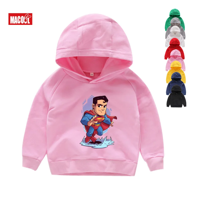 Boys Clothes Autumn Cartoon Superman Spiderman Captain America Print Hoodies Tops for Boy Girls Clothing Funny White Hoodies 8T - Цвет: Kids Hoodies