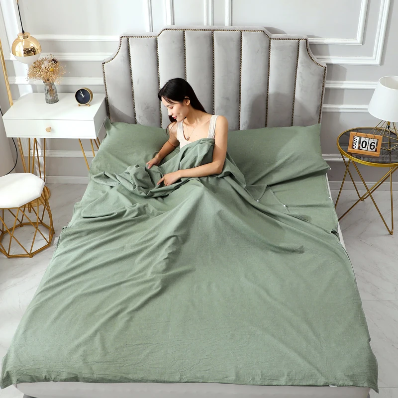 Super Comfortable Special Craft Washed Cotton Sleeping Bag Liner Portable Sleeping Sack Outdoor Camping Hotel Travel Sheet 2