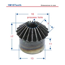 1M15teeth конические шестерни наружный диаметр 16 мм Общая высота 17 мм процесс отверстие низкоуглеродистой стали Материал шестерни