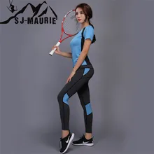 2 шт., женская футболка для бега, рубашки для спортзала, для фитнеса, тенниса, топ+ штаны, быстросохнущие, облегающие для тренировок, рубашки, леггинсы, спортивный костюм, топ для йоги