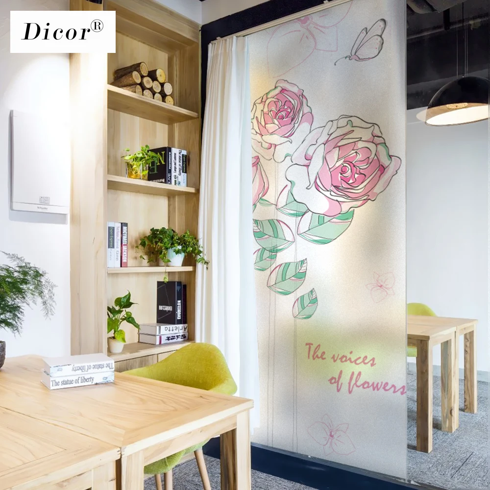 Stained Static Cling Window Film Frosted Opaque Privacy Glass Sticker