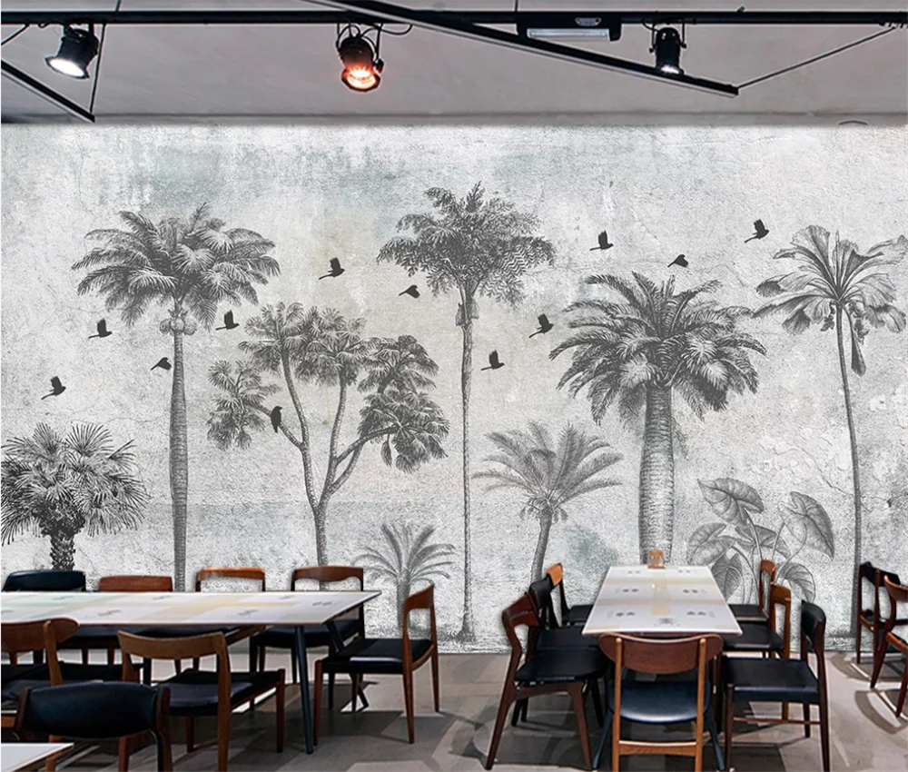 

Custom 3d wallpaper mural nostalgic retro nordic abstract wood flying birds background wall