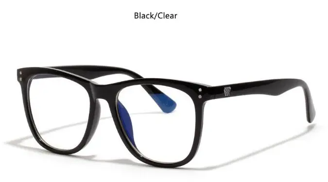 black clear Негабаритный квадратный синий светильник очки PC черная оправа для очков женские прозрачные линзы очки мужские компьютерные очки Oculos винтажные - Цвет оправы: black clear