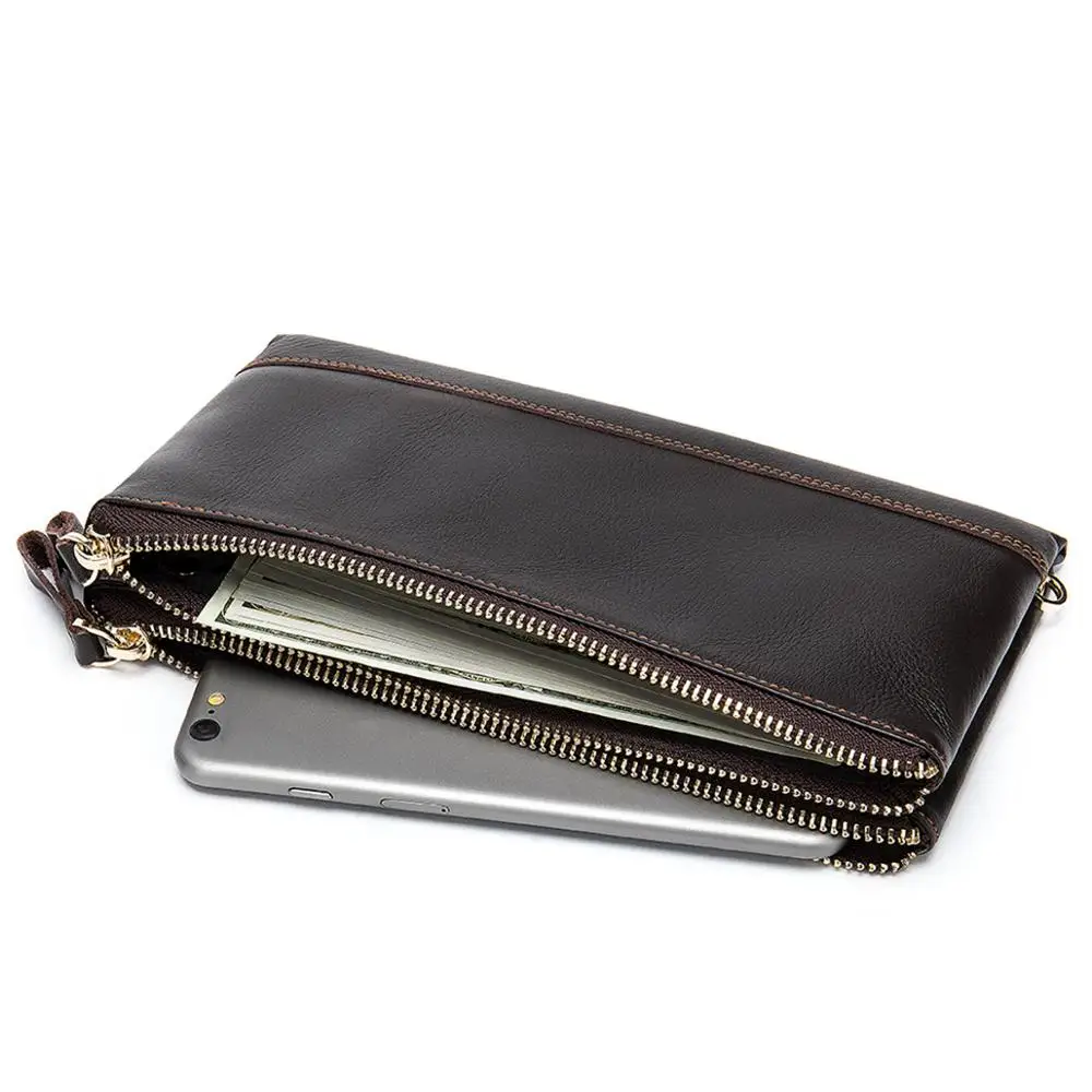 Длинный кошелек из натуральной кожи на молнии с отделением для монет Обложка
