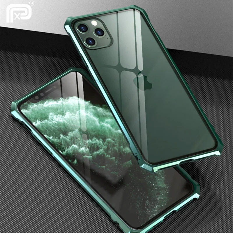 Роскошный металлический чехол для iphone 11 Pro Max прозрачная задняя крышка из