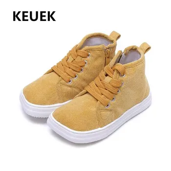 

New Children High Top Canvas Shoes Boys Breathable Square Toe Soft bottom Toddler Flats Baby Kids Shoes Student Sneakers 019