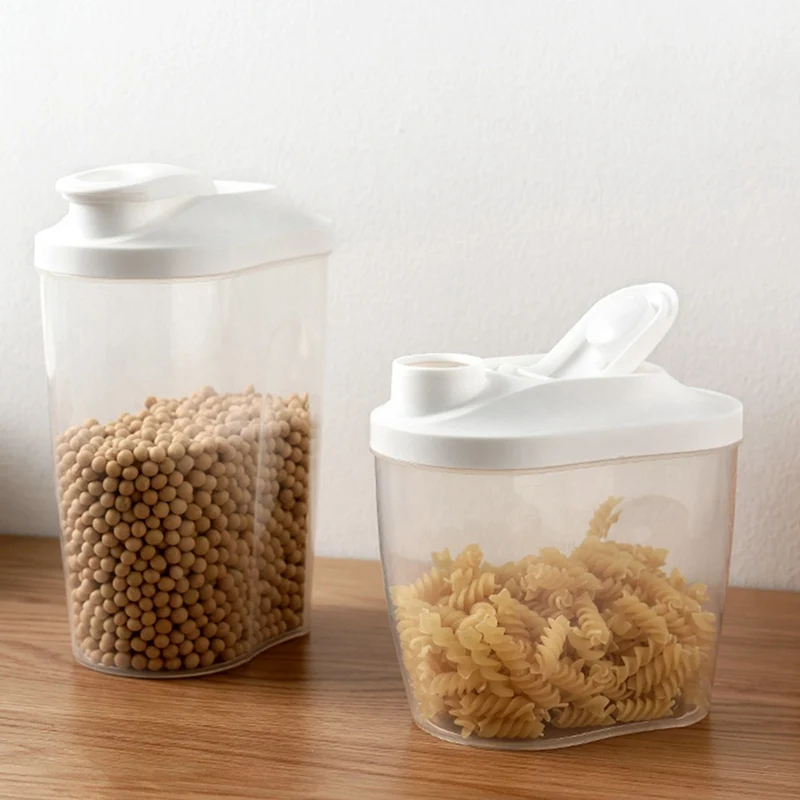 

Plastic Sealed Cans Cereal Dispenser Storage Box Fresh Kitchen Transparent Food Canister Grain Rice Container Nice Organizer