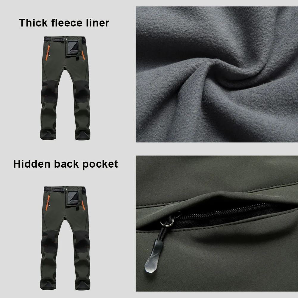 2020 Update Men's And Women's Clothing Thickened Warm Fleece Soft Shell Fishing Pants Camping Hiking Ski Pants Waterproof