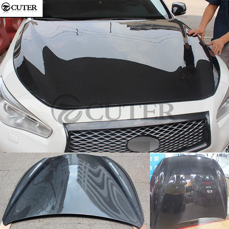 Q50 оригинальный стиль капот двигателя из углеродного волокна для Infiniti чехлы