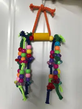 

Parrot toy bird toy colorful pearl petal cotton string string