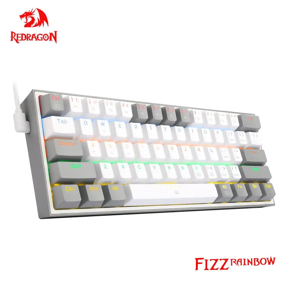 Механическая игровая мини-клавиатура REDRAGON Fizz K617 с радужным USB-разъемом и голубым