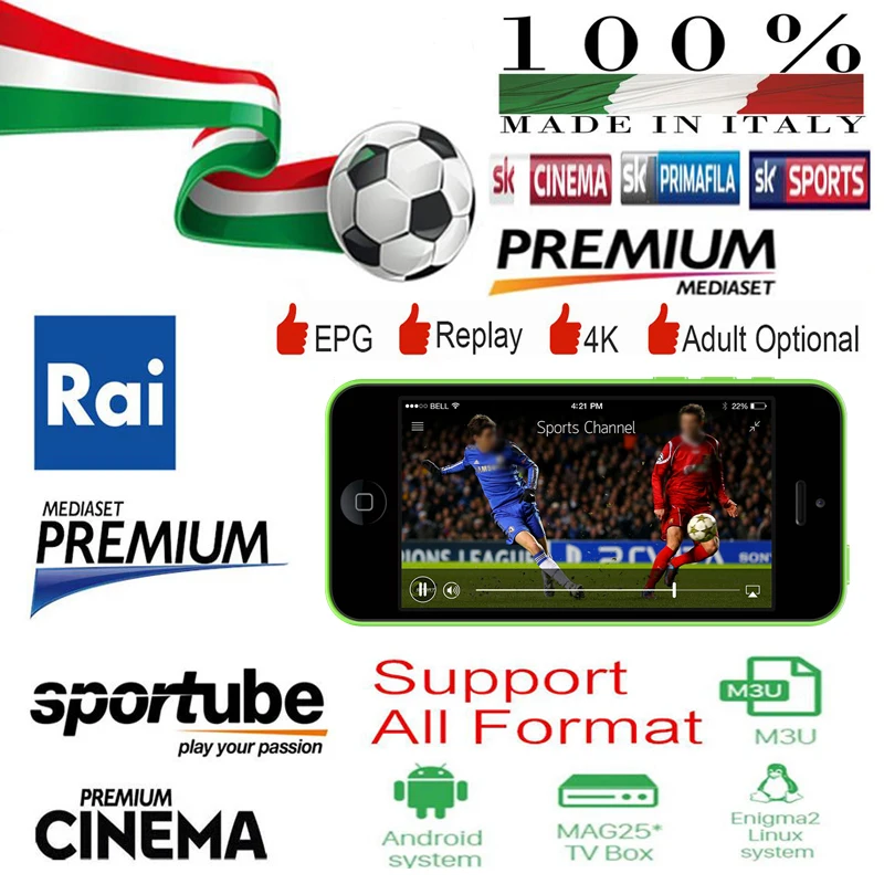 

italy subscription iptv for android tv box italian iptv m3u Spain France Germany UK Dazn Premium Mediaset 2000 Lives Enigma2