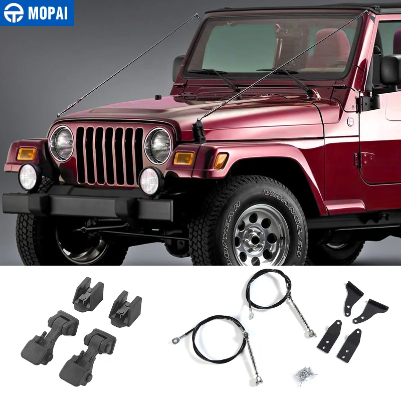 MOPAI Marcos para Jeep Wrangler TJ 1997 2006, pestillo de capó, eliminación de obstáculos, Kit de elevador de extremidades de cuerda, accesorios para Jeep|Marcos de protección| -