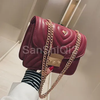 

Simple Handbag Luxury Square bag 2019 Fashion New Quality PU Leather Women's Designer Handbag Lock Chain Shoulder Messenger Bags