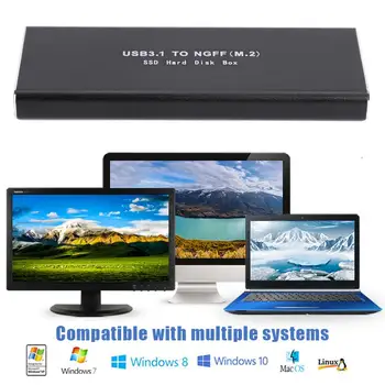 

Hard Disk Case Aluminum Alloy Sandblasting Oxidation Type-C to USB3.0 M.2 NGFF SSD Solid State Drive for PC Support 8T